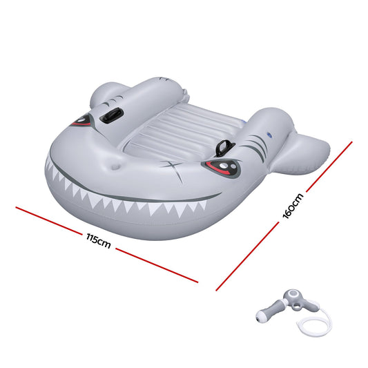 Bestway Shark Ride-On Pool Float Toy Floaties for Kids 45kg Capacity Grey
