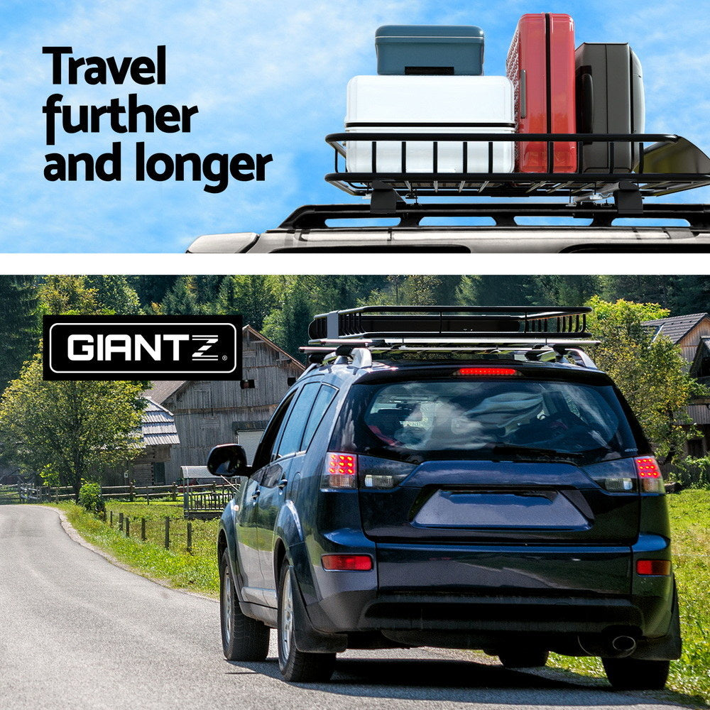 Giantz Universal Car Roof Rack Basket Luggage Vehicle Cargo Carrier 111cm Black