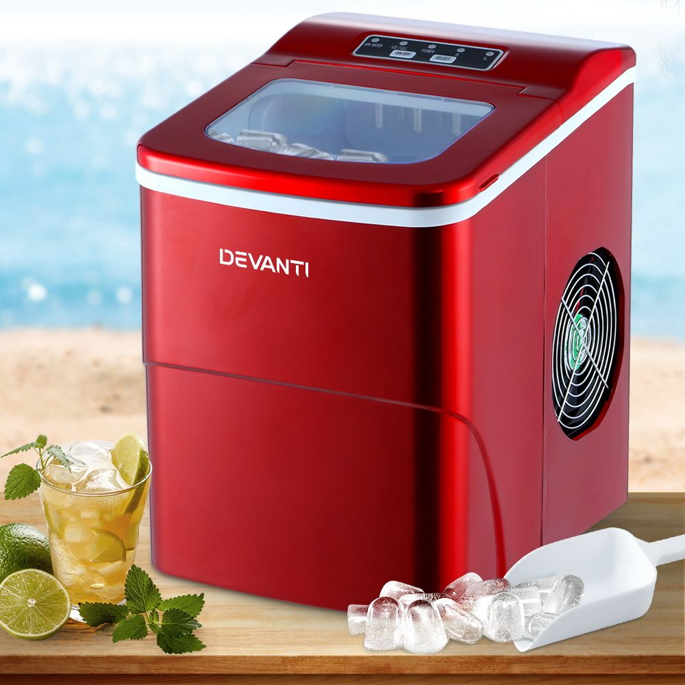 Devanti 12kg Ice Maker Machine Red