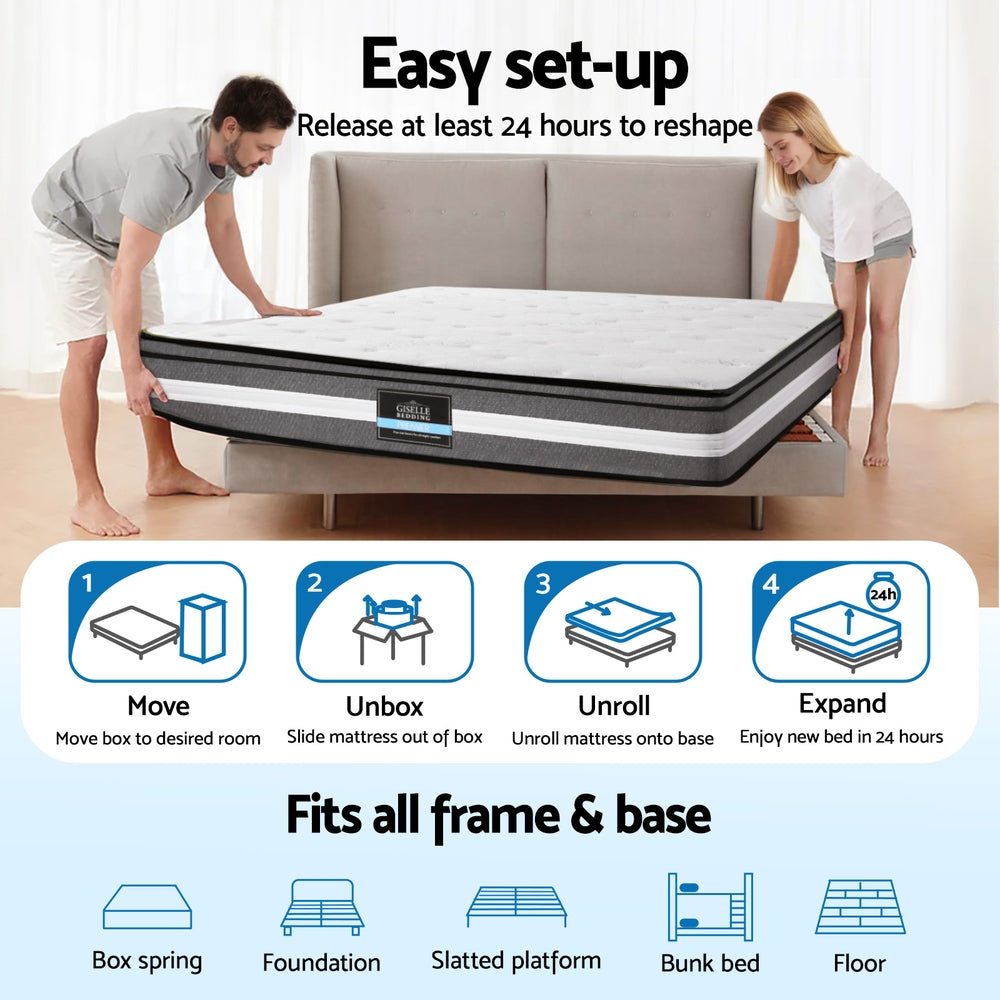 Giselle Bedding 30cm Mattress Gel Foam Pocket Spring Queen