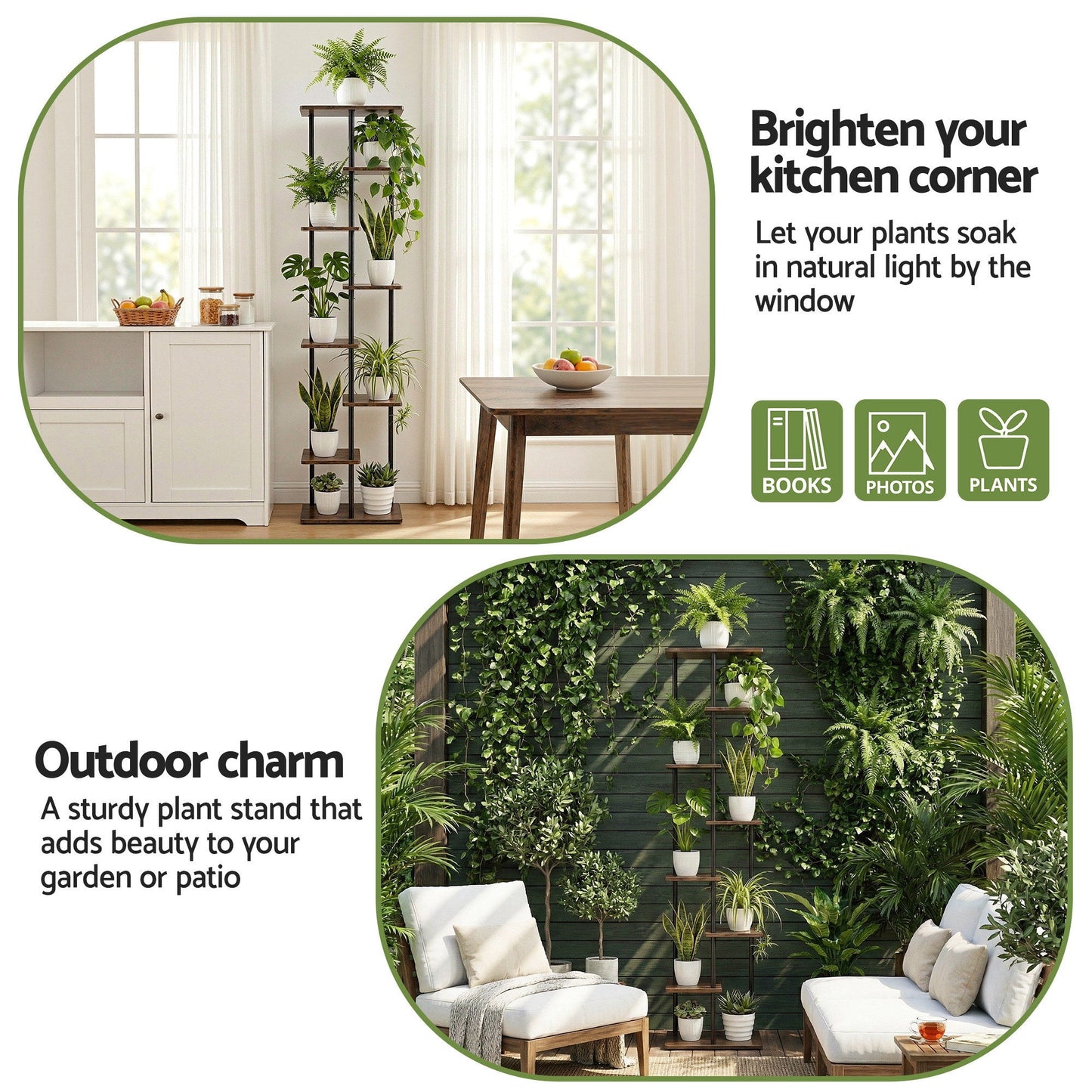 Artiss 8 Tiers Plant Stand Metal Flower Pots Shelf Indoor Outdoor Garden Home