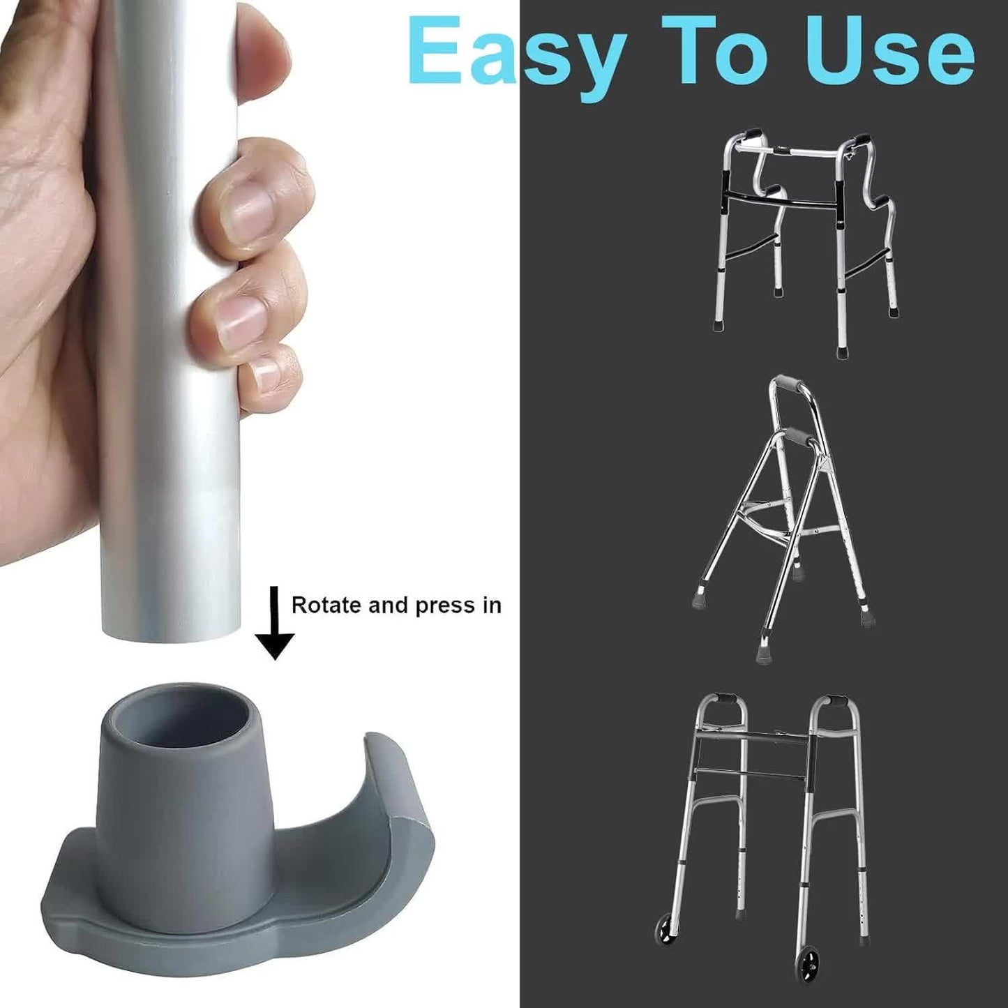 4 Pack Walker Skis Glides, Universal Walker Accessories for Seniors Mobility Aid Accessory