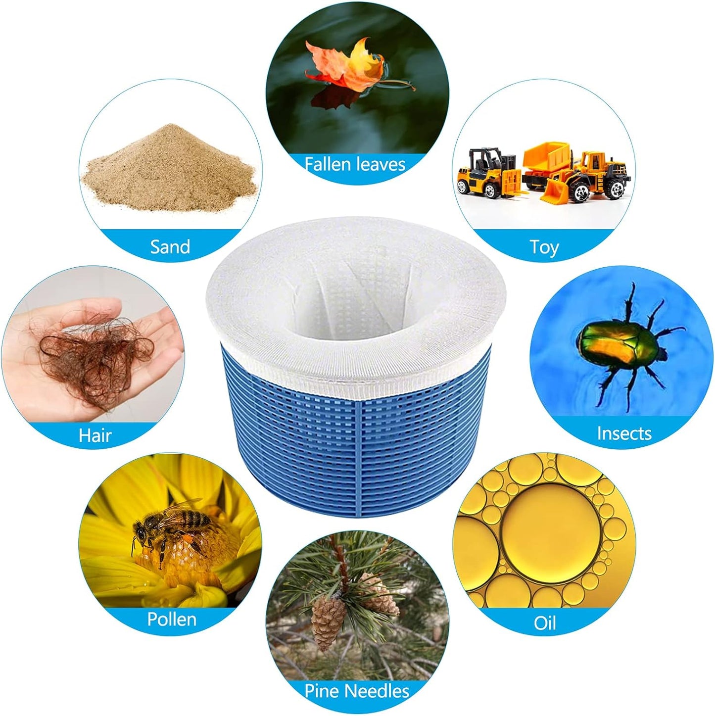 Pool Filter Socks 20pcs for Above Ground Pool Skimmer Compatible with Pool Pump
