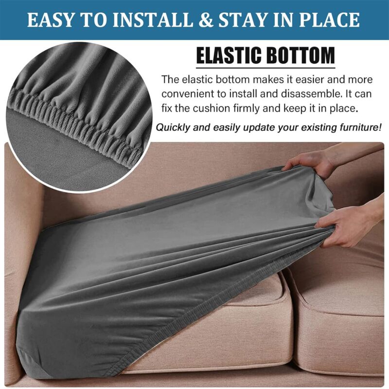 Sofa Seat Cushion Covers, Stretch Velvet Sofa Cushion Covers, Replacement Sofa Cushion Covers For Single Cushion (Large
