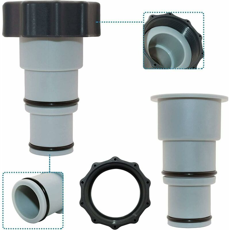 Replacement Hose Adapter With Clamp For Intex Above Ground Pool, 1.5" To 1.25" Hose Adapter For Threaded Pumps (2 pcs)