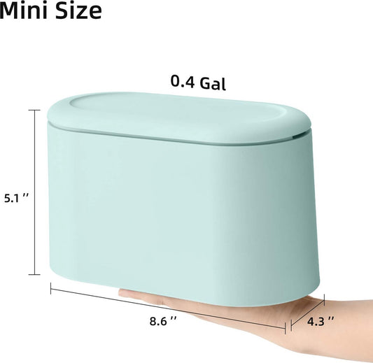 Trash Can - Sensor Trash Can - Sturdy - Countertop Waste Bin - Mini Trash Can - Desktop - Tabletop Waste Bin - Plastic Trash Can - Bathroom Waste Bin - Recycling Waste Bin - Car Trash Can - Blue - Office Trash Cans - Home / Office