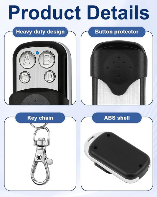 2 pieces - 433 MHz - Remote control - Garage door openers - Remote control for car garage door - universal garage door remote control - automatic garage door remote control - for car garage door - with keychain - 4 channels