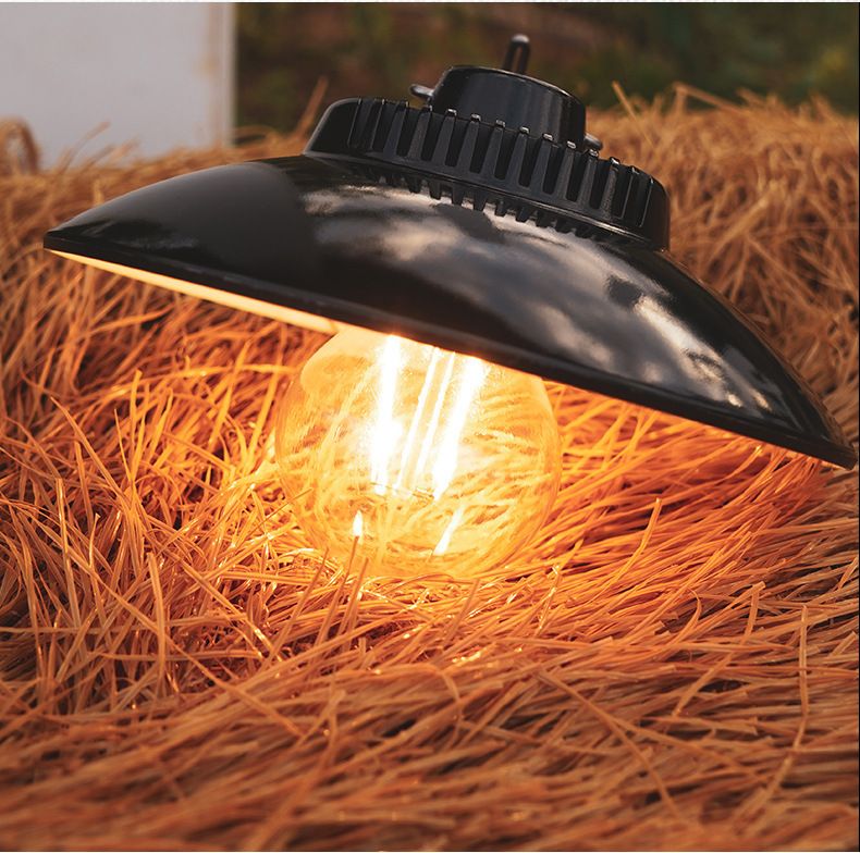 Rechargeable Retro LED Camping Lantern with Hanging Hook, 200 lm Warm Light, 1200 mAh USB-C Battery and 2 Modes, Black