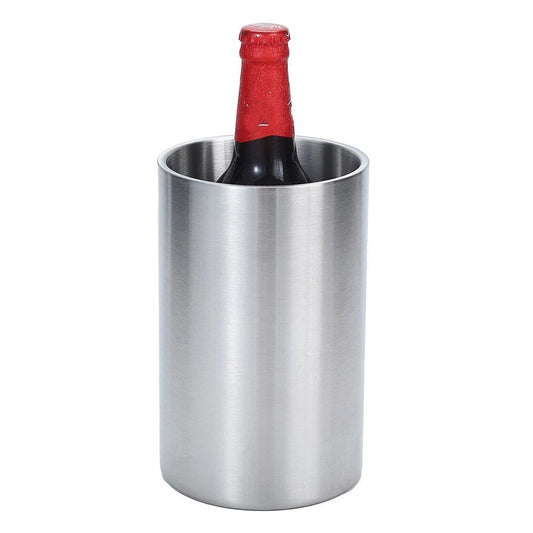 Stainless Steel Double Wall Wine Cooler - Insulated Tabletop Wine Chiller for White Wine & Champagne, Fits Most Standard Sized Bottles(1.6L)