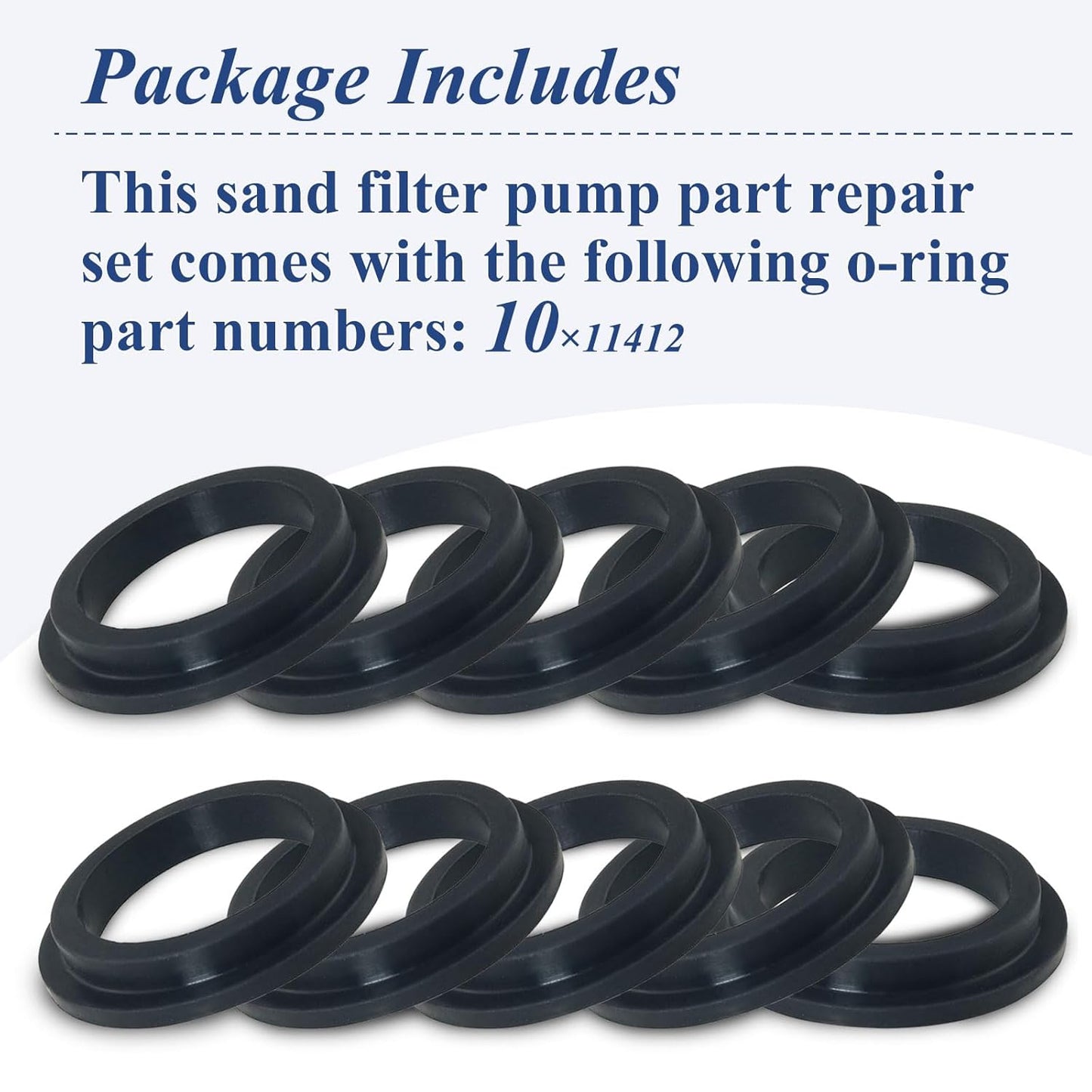 11412 Pool L-Shape O-Ring Gasket Replacement for Intex Sand Filter Pump Motor, Replaces Pool Pump Parts 11412 (10 Pcs)