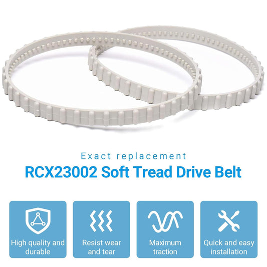 (2 Pack) RCX23002 Replacement Soft Tread Drive Belt - Premium, Heavy-Duty Rubber Pool Cleaner Parts | Compatible with Aquavac Tiger Shark (Plus and QC) and SharkVac Pool Cleaners