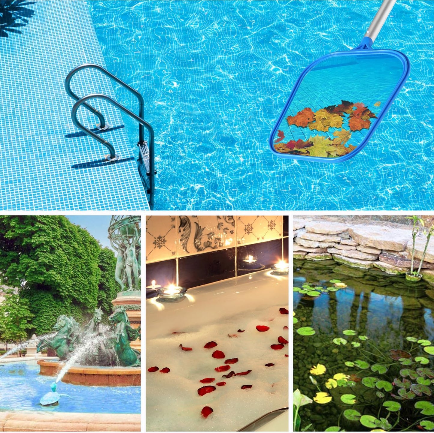 2 Pack Pool Skimmer Net, Hot Tubs Nets Fine Mesh Leaf Rake for Cleaning Surface of Pond Swimming Pool Cleaning Supplies and Accessories