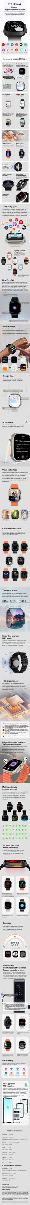 DT Ultra 4 Smart Watch Full Touch Screen Fitness Tracker for Men Women,Orange