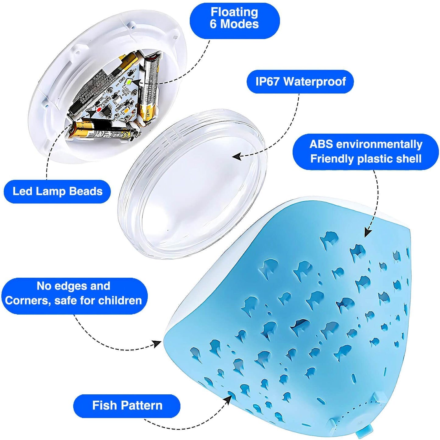 Swimming Floating Pool Lights-Fish Pattern, Color Changing Lights That Float for Pool, Hot Tub and Bath Toys 1 Pack