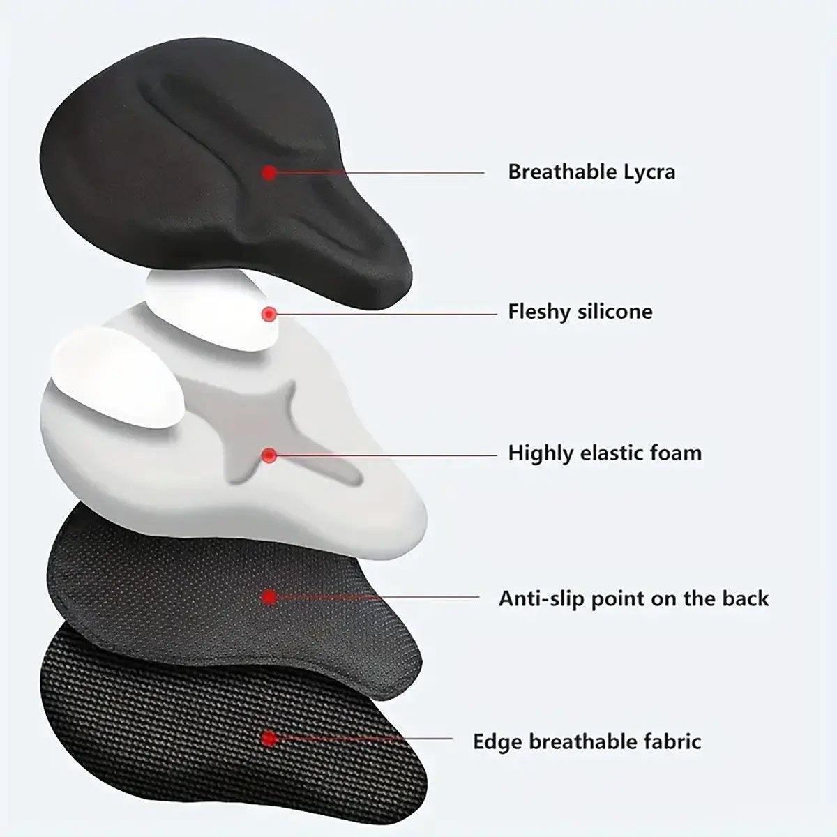 Soft Silicone Bicycle Seat Cover Comfortable Mountain Bike Cushion Thickened