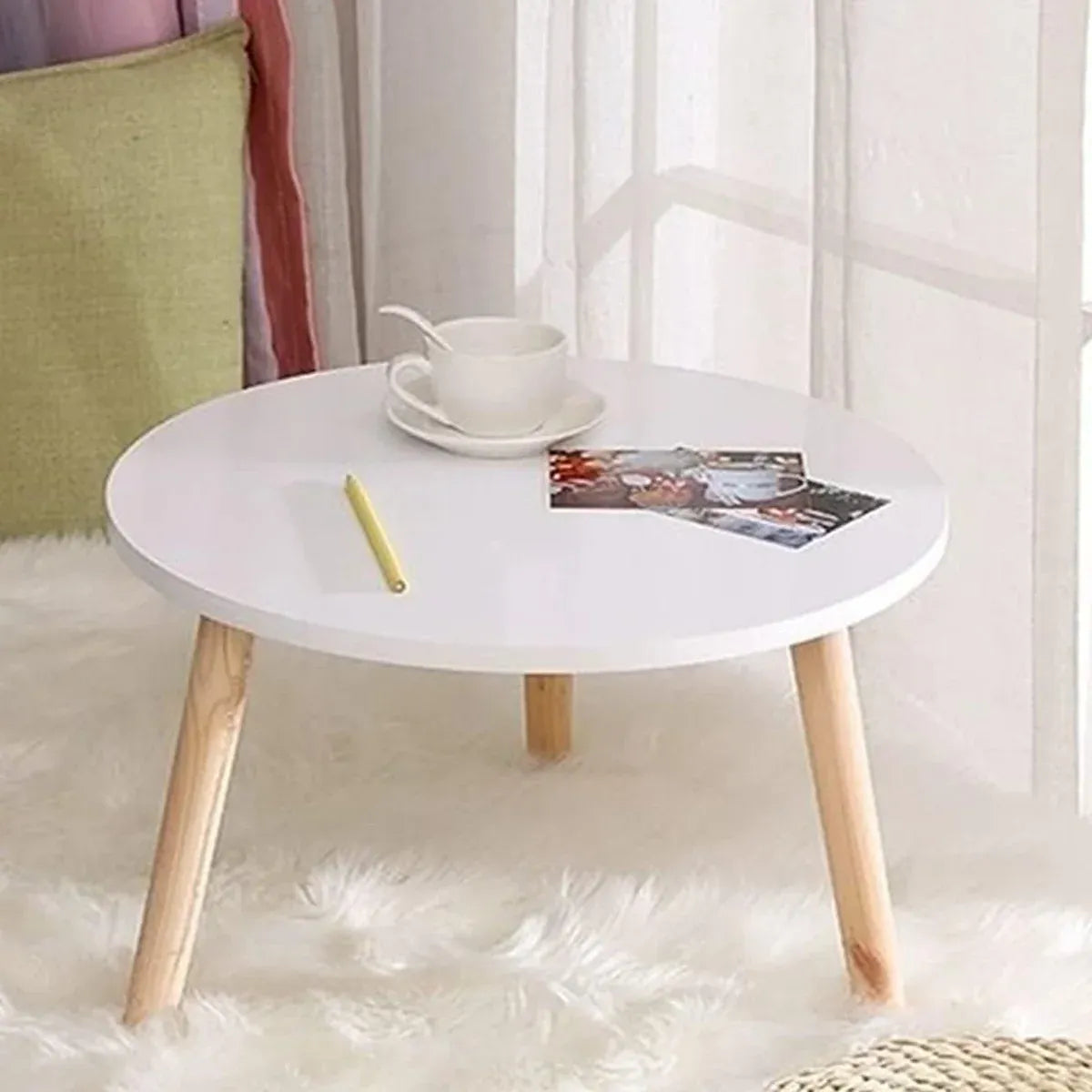 Round Coffee Table Low Side Table Modern Living Room Bedroom Accent Furniture