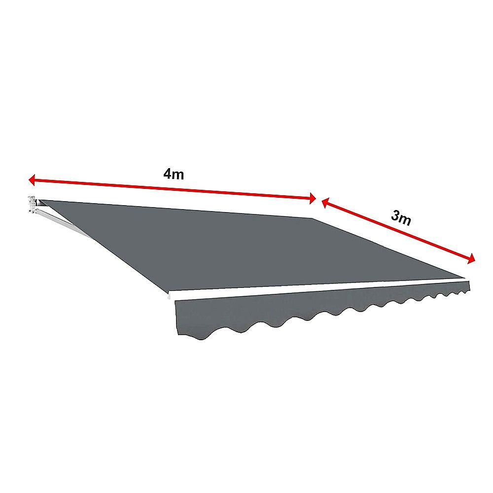 Outdoor Folding Arm Awning Retractable Sunshade Canopy Grey 4.0m x 3.0m
