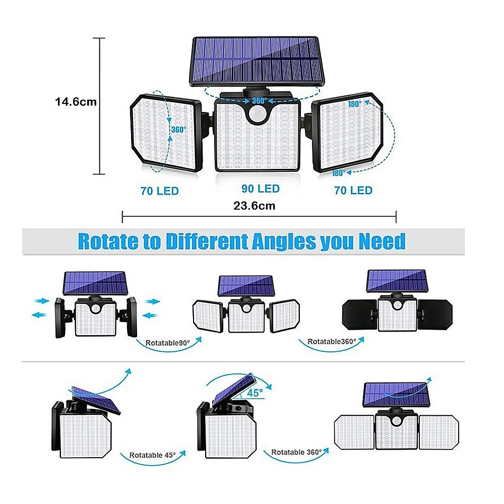 230 LED Solar Lights Outdoor 260LM Waterproof Motion Sensor Security Wall Lamp