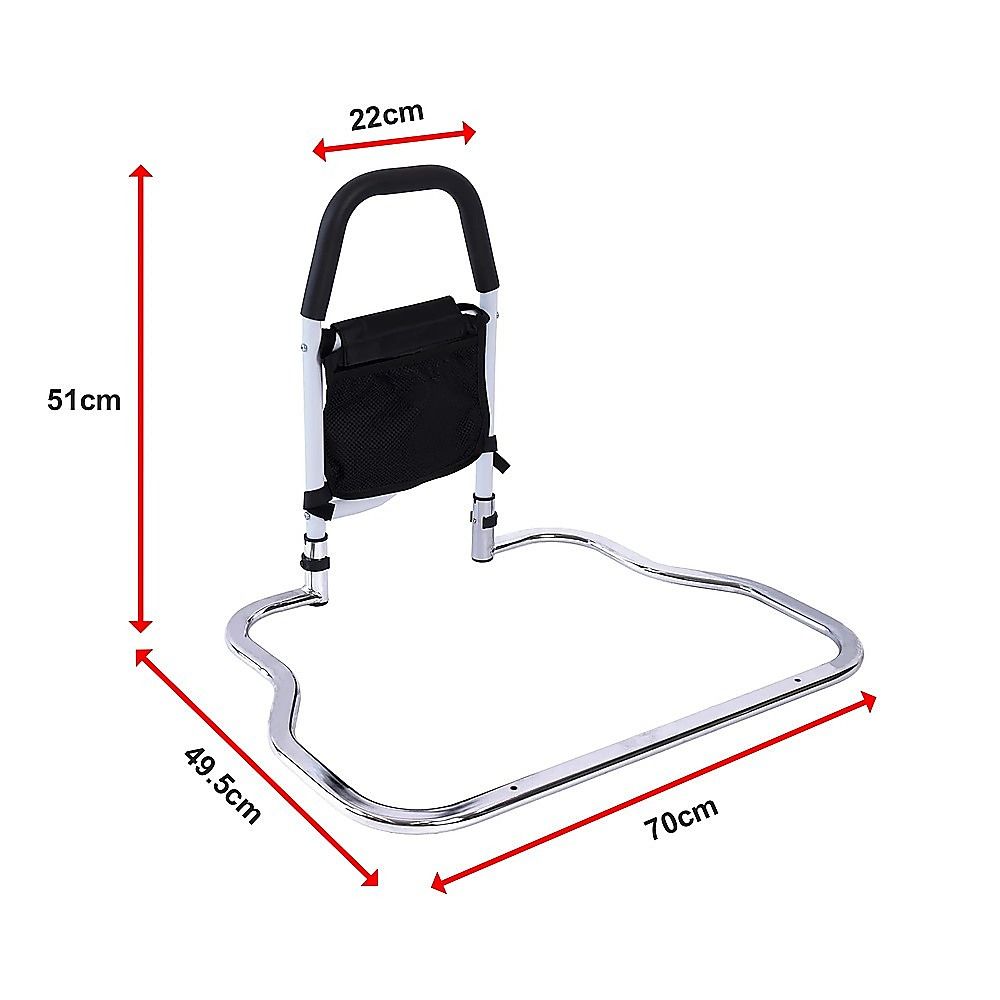 Adjustable Bed Rail with Multi-Grip Handle, Storage Pouch & Under Mattress Frame