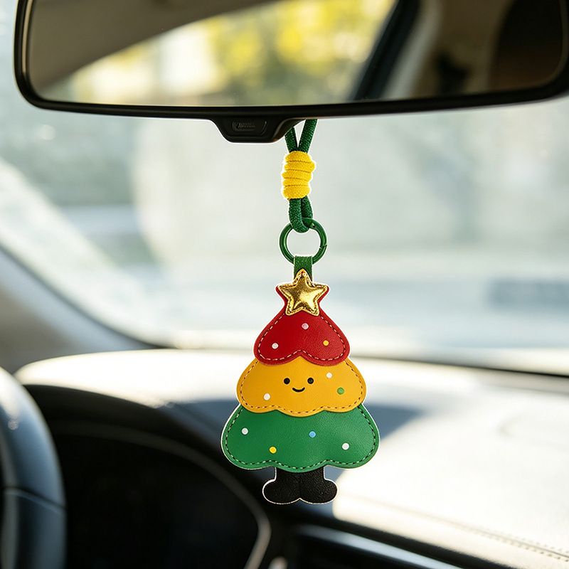 2-Piece Christmas star and reindeer Shaped PU Leather Keychains – Cute Holiday Bag Ornaments and Car Decorations