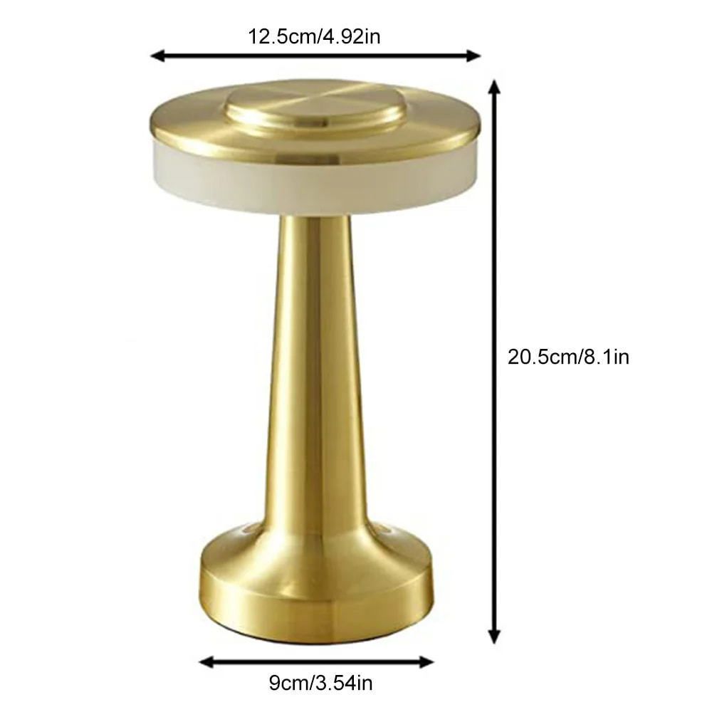 Gold Rechargeable UFO Table Lamp Touch Control LED Bedside Night Light, Cordless Mushroom Desk Lamp for Bedroom Living Room Restaurant Bar Camping
