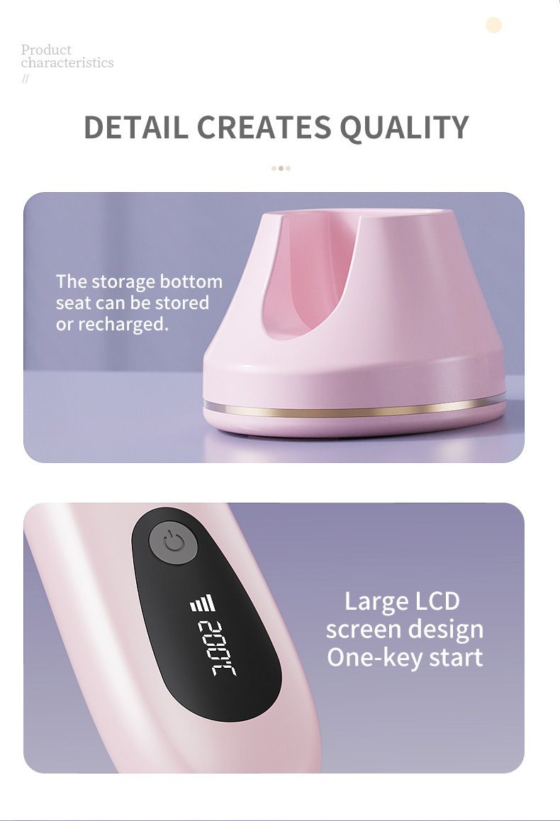 Pink 4D Straight Hair Comb and Negative Ionic Styler with Dual MCH Ceramic Fast Heating, Anti-Scald Round Comb Teeth, 3 Levels Temp LCD Display and Charging Dock