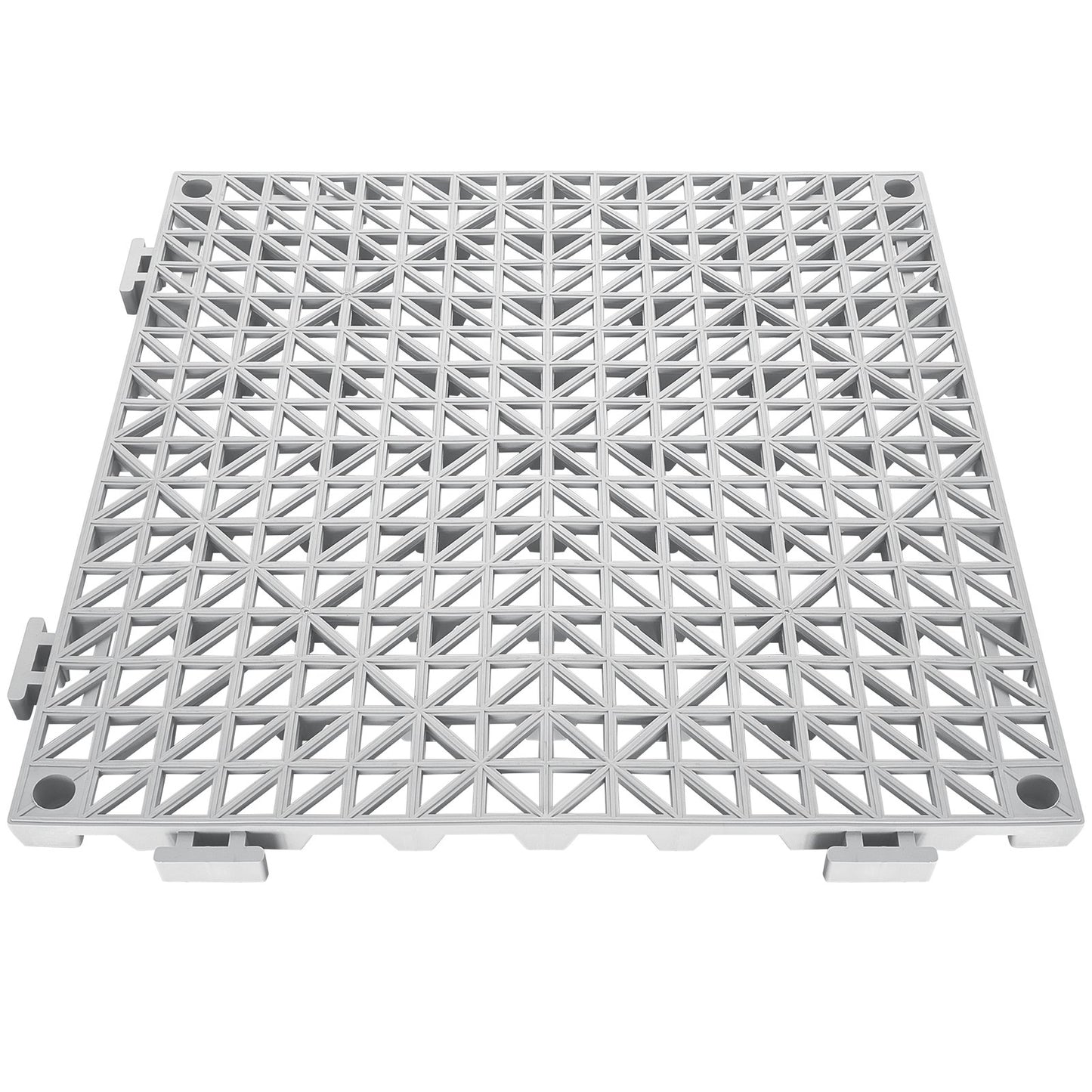 Modular Interlocking Cushion, 12 Pack 30 x 30 cm Splicing Drainage Mats, Soft PVC Interlocking Drainage Floor Tiles, Non-Slip Drainage Holes for Restroom, Bathroom, Kitchen, Pool, Wet Area, Gray
