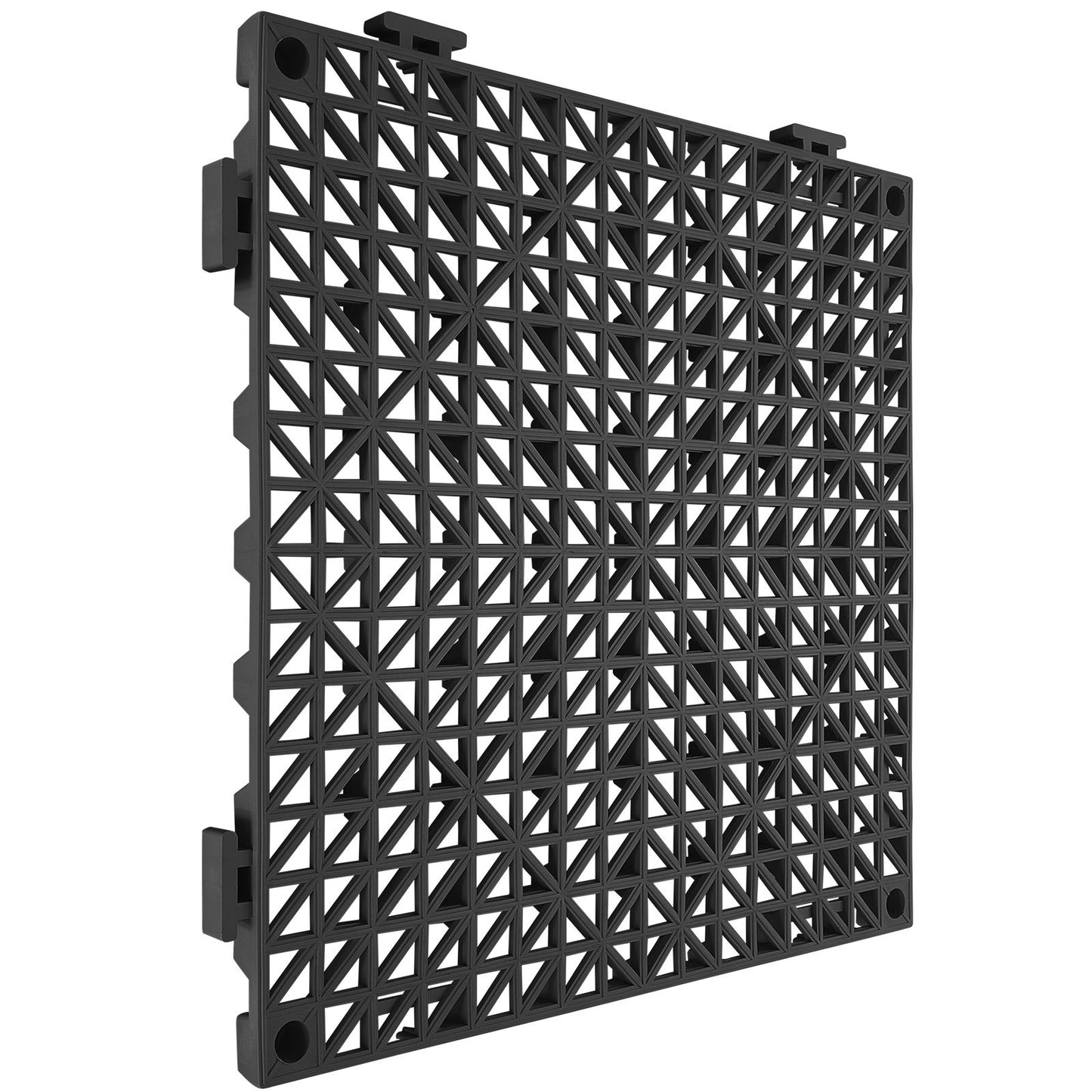Modular Interlocking Cushion, 55 Pack 30 x 30 cm Splicing Drainage Mats, PVC Interlocking Drainage Floor Tiles, Non-Slip Drainage Holes for Restroom, Bathroom, Kitchen, Pool, Wet Area, Black