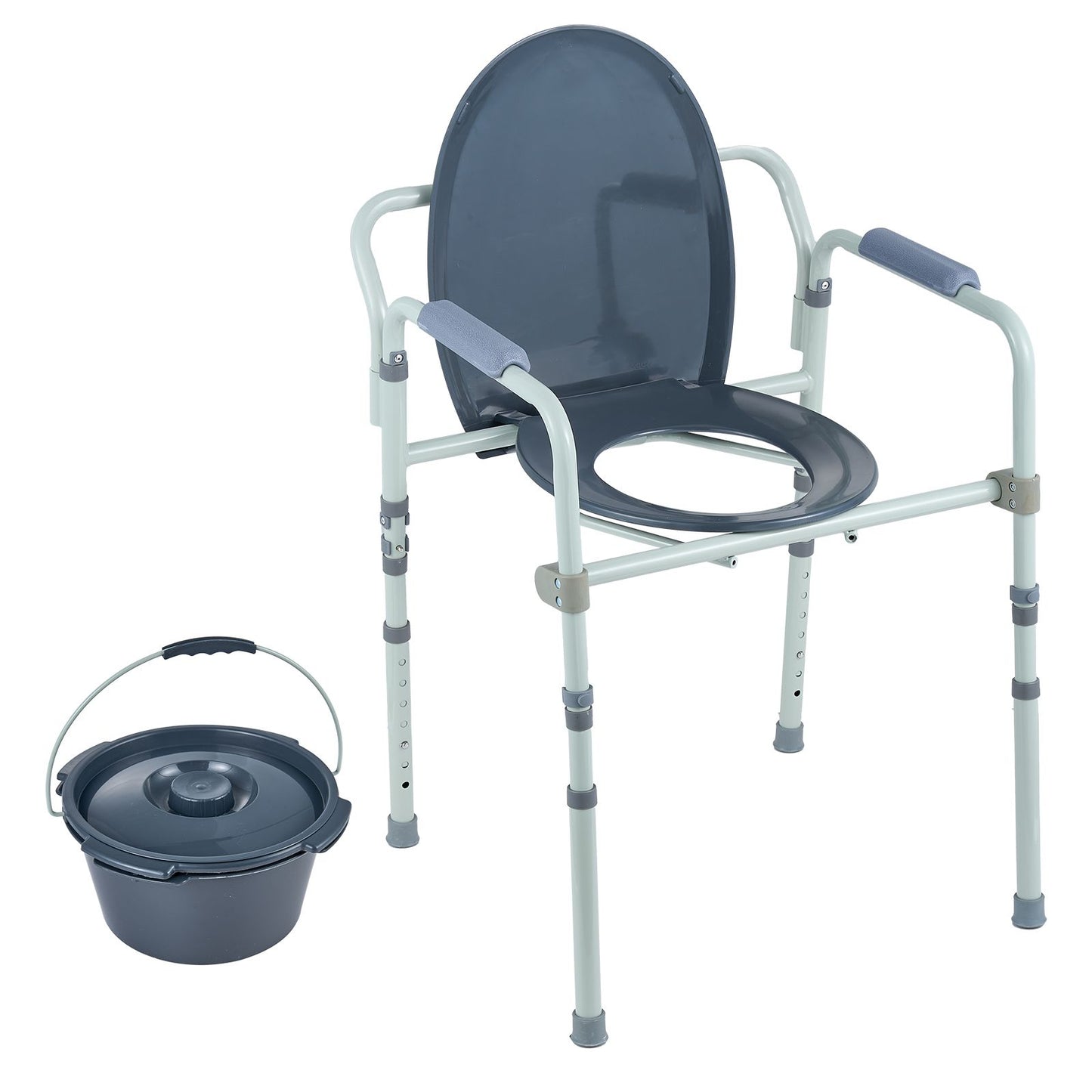 Commode Chair, Bedside Commode with Wider Toilet Seat, 7-Level Adjustable Height, 5.8L Removable Bucket, Easy to Assemble, 350 LBS Capacity, Raised Toilet Seat for Adults Seniors