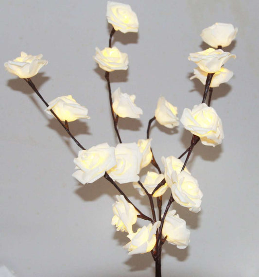 1 Set of 50cm H 20 LED White Rose Tree Branch Stem Fairy Light Wedding Event Party Function Table Vase Centrepiece Decoration