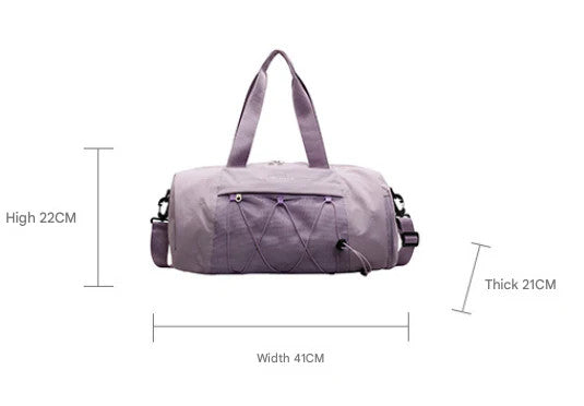 Purple Stylish Sports Gym Bag for Women - Lightweight Travel Duffel with