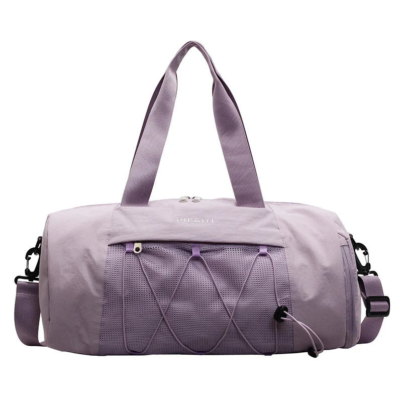 Purple Stylish Sports Gym Bag for Women - Lightweight Travel Duffel with