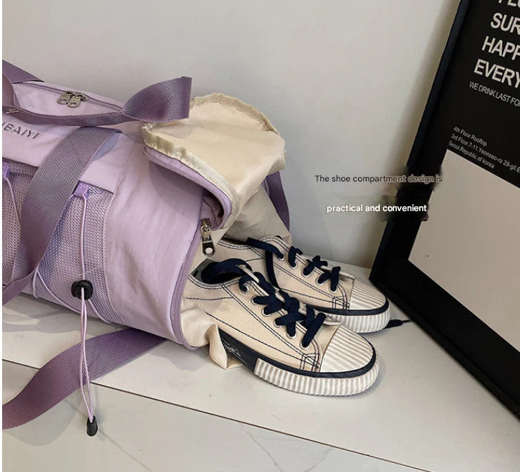 Purple Stylish Sports Gym Bag for Women - Lightweight Travel Duffel with