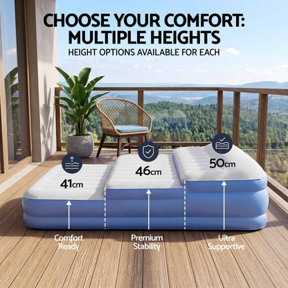 Weisshorn Queen Air Mattress with Rechargeable Cordless Pump 41cm