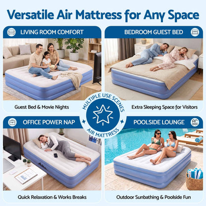 Weisshorn Queen Air Mattress with Rechargeable Cordless Pump 41cm