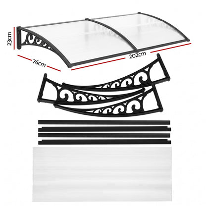 Instahut Window Door Awning 0.8mx2m Transparent