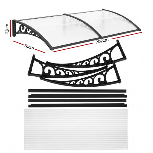 Instahut Window Door Awning 0.8mx2m Transparent