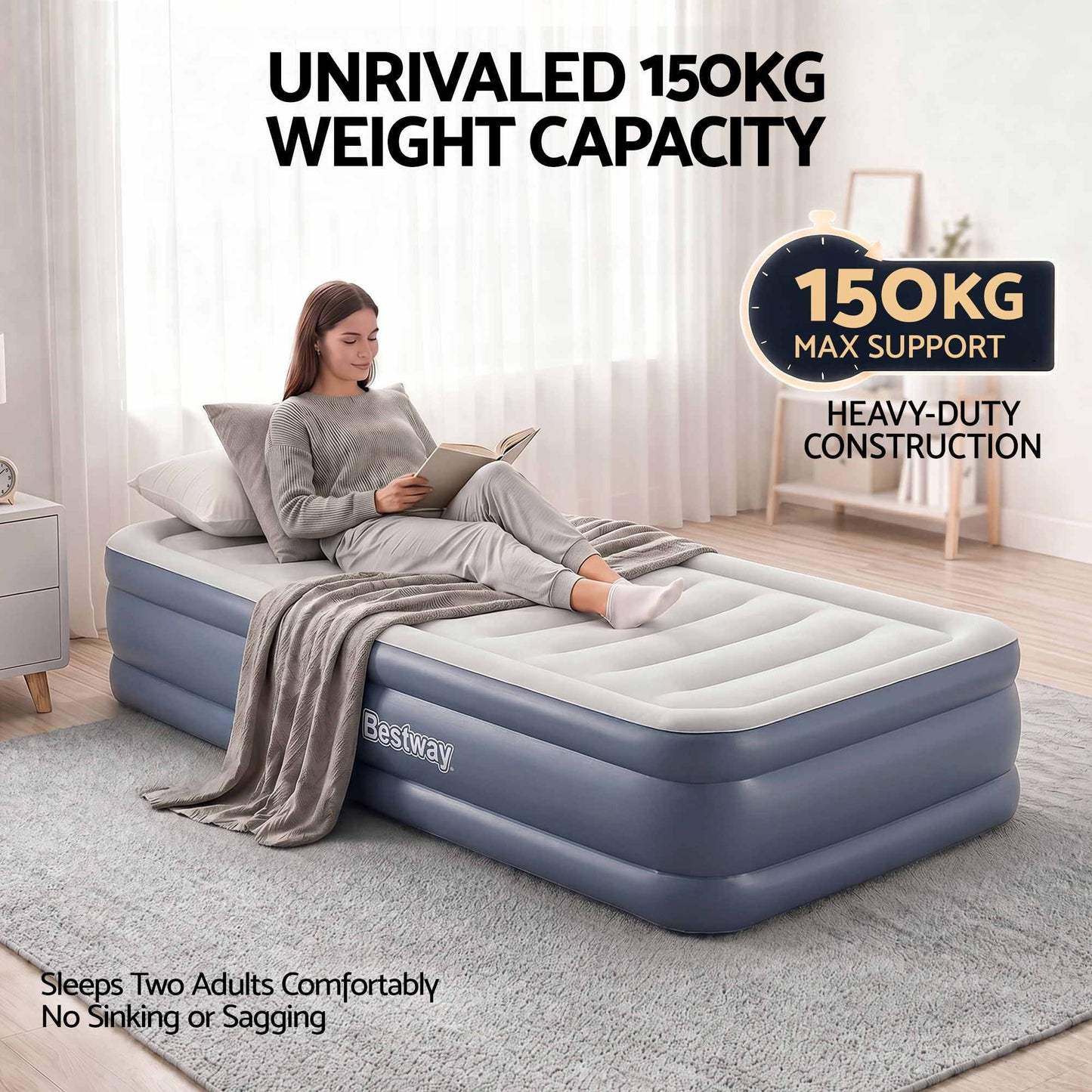 Bestway Mattress Air Bed Single Size 51CM Inflatable Camping Beds Home Outdoor