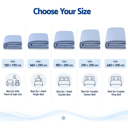 Giselle Cooling Blanket 130cm x 170cm Double Sided Summer Throw Lightweight Blue