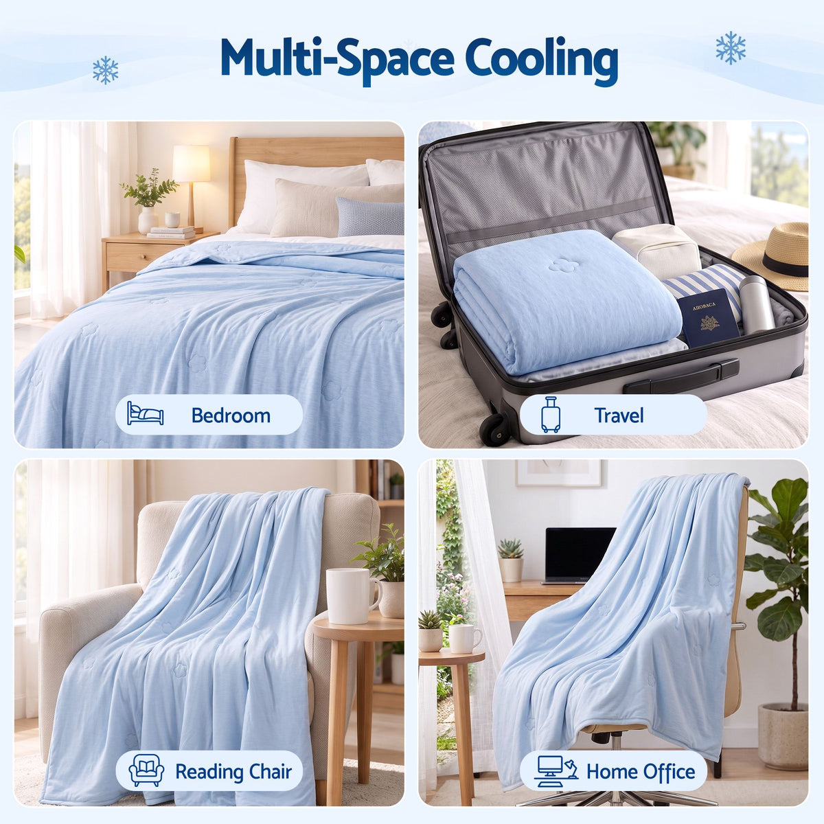 Giselle Cooling Blanket 140cm x 210cm Single Summer Quilt Sleepers Double Sided