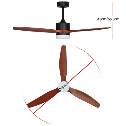 Devanti 52'' Ceiling Fan DC Motor 3 Blades w/Light - Dark Wood