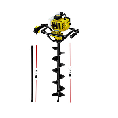 Giantz Post Hole Digger 200mm Petrol Drill Auger Extension Bits