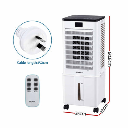 Devanti 8L 3-in-1 Evaporative Air Cooler 4 Ice Packs Remote Control 3 Speed