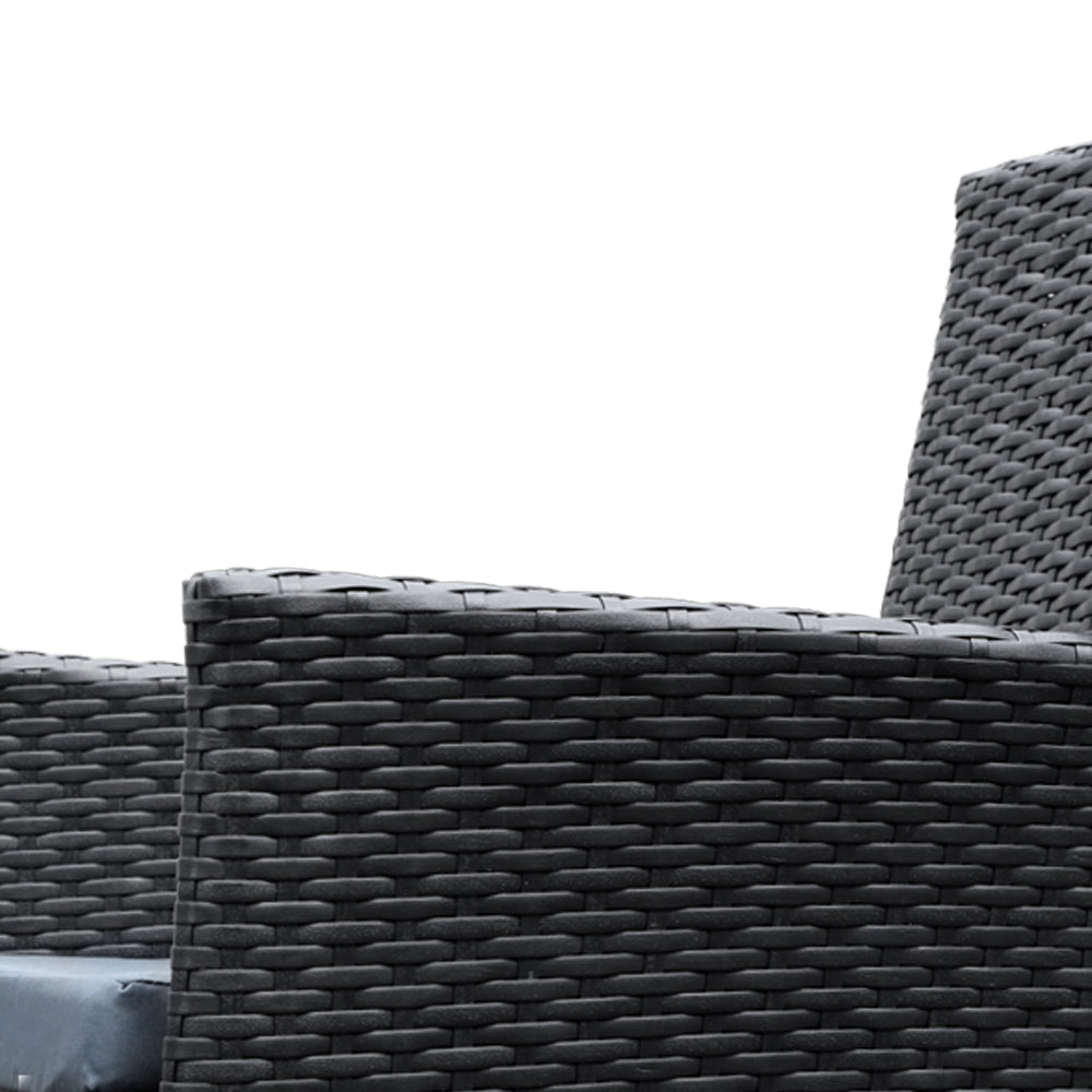 Gardeon Outdoor Dining Set 7 Piece Wicker Lounge Setting Black