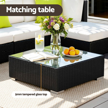 Gardeon 5-Piece Outdoor Sofa Set Wicker Couch Lounge Setting Cover