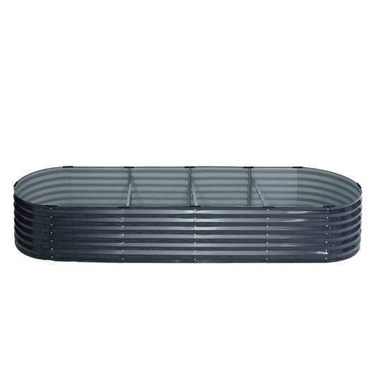 Green Fingers Garden Bed 320X80X42cm Oval Planter Box Raised Container Galvanised