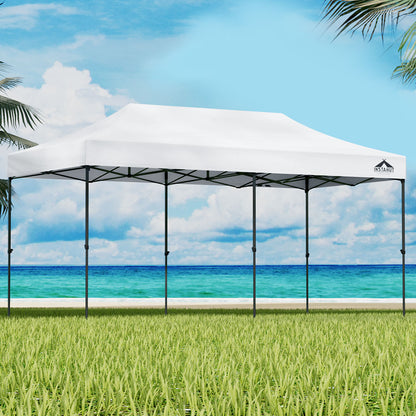 Instahut Gazebo Pop Up 3x6m w/Base Podx4 Marquee Folding Outdoor Wedding Camping Tent Shade Canopy White