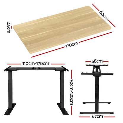 Artiss Standing Desk Motorised Dual Motor Oak 120CM