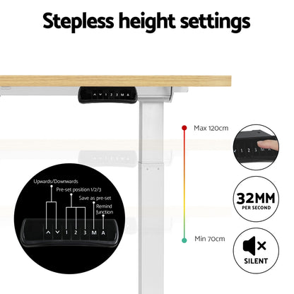 Artiss Standing Desk Motorised Dual Motor 140CM White Oak