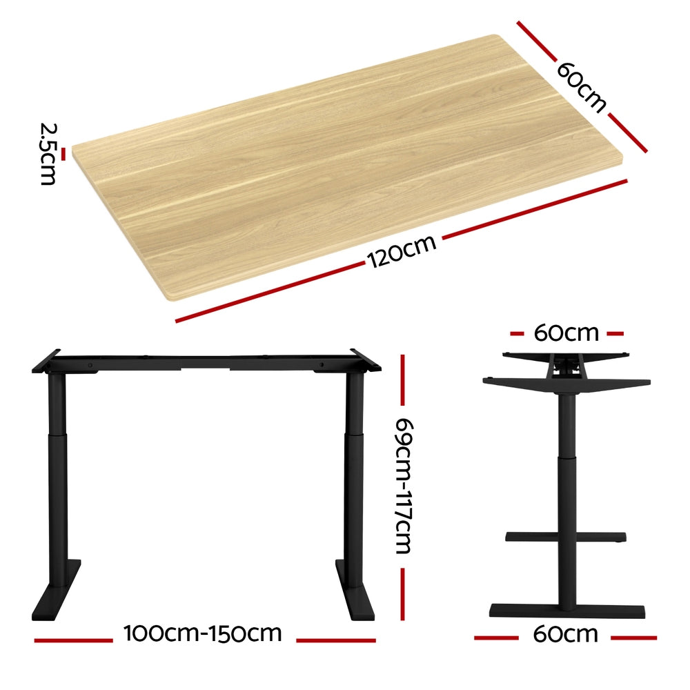 Artiss Standing Desk Motorised Electric Dual Motor White Oak 120CM